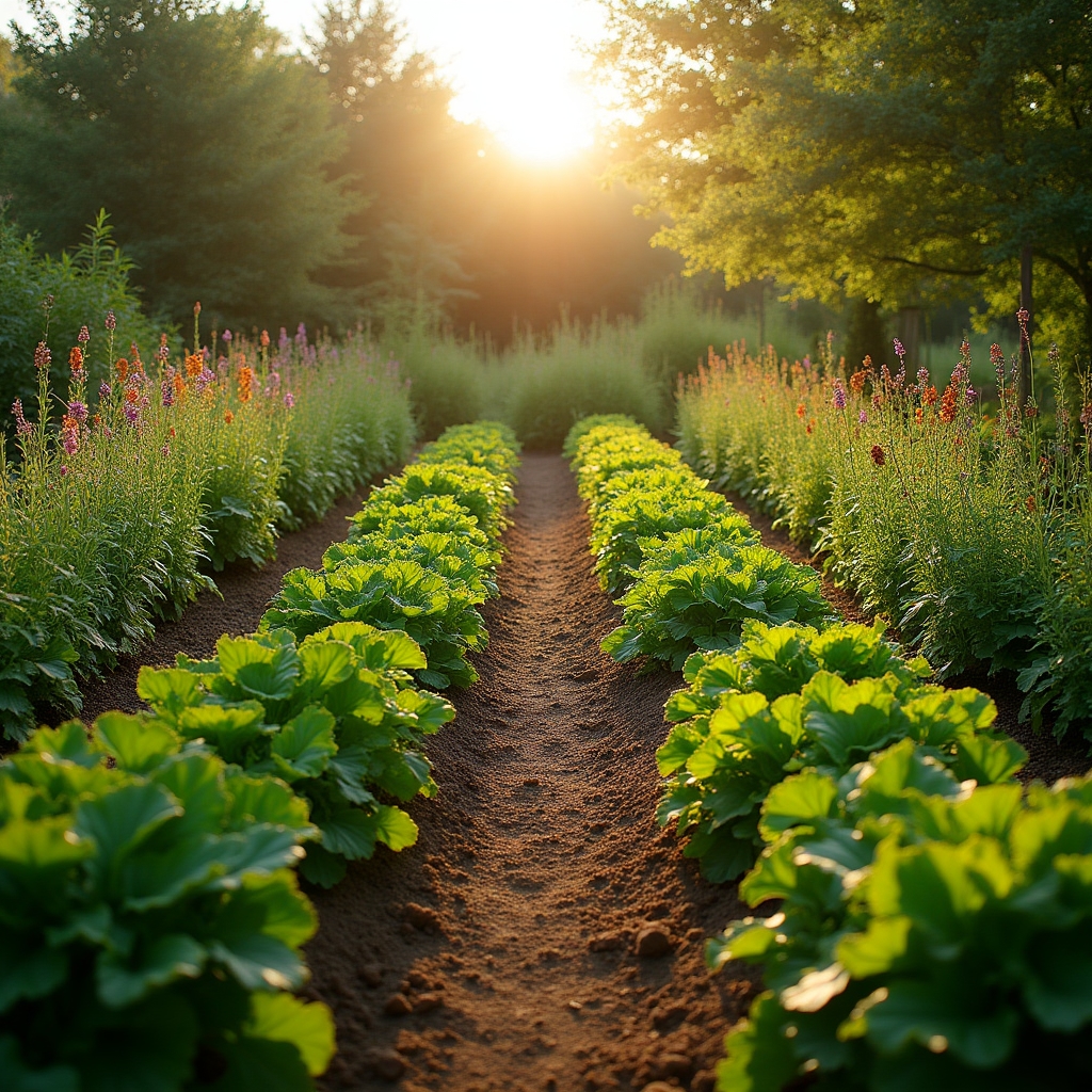 Jardin en permaculture avec une grande diversité de plantes