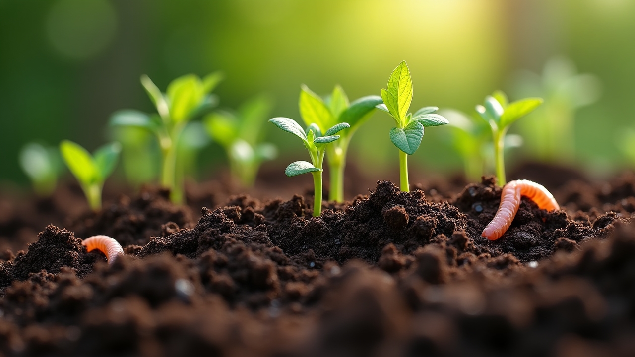 Sol riche en matière organique et micro-organismes
